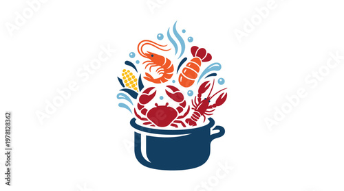 Seafood Boil in a Cooking Pot