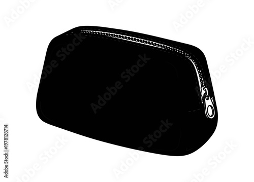 Metallic zipper detail on black surface close up