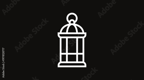 Minimalist Birdcage Icon Against Black Background