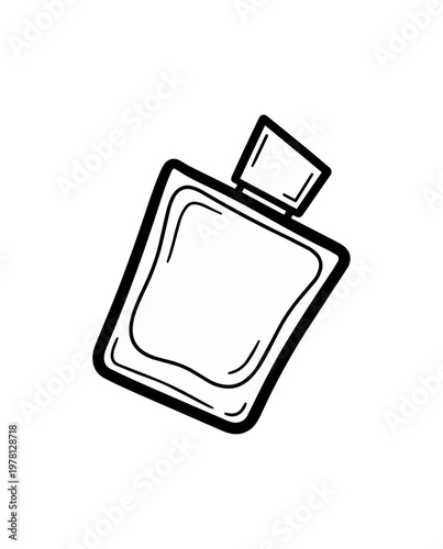 Minimalist perfume bottle illustration isolated on black background