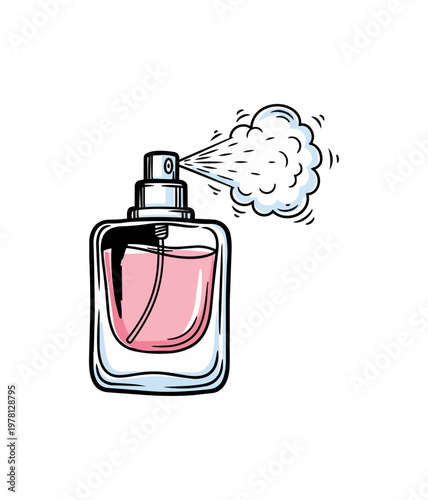 Perfume bottle with scent vapor illustration vector design