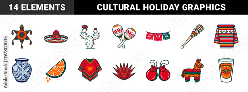Mexican Festive Cultural Symbol Asset Sheet