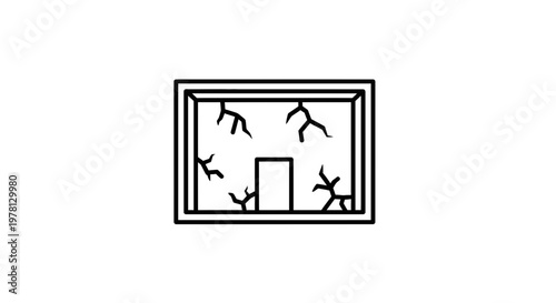 Broken Window Icon, Cracked Glass Symbol, Damaged Property Vector Illustration