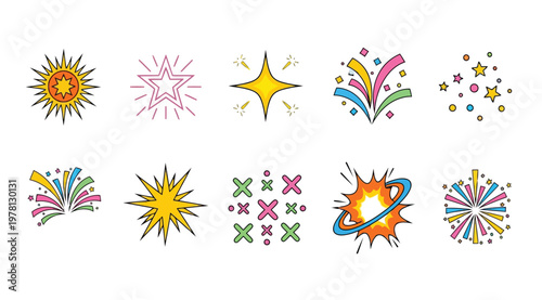 Colorful starburst and explosion icons