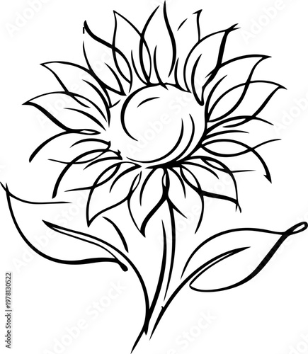Luxury Sunflower Line Art Minimalist
