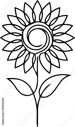 Luxury Sunflower Line Art Minimalist