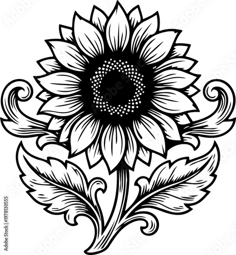 Luxury Sunflower Line Art Minimalist