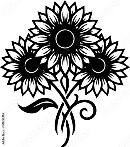 Luxury Sunflower Line Art Minimalist