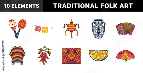 Mexican Folk Art Celebration Graphic Set