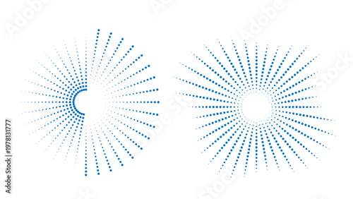 Blue halftone spiral vortex with dots of varying sizes on dark background. abstract vector background with stars