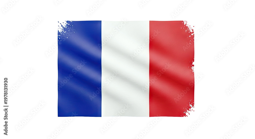 Obraz premium Waving French Flag with Torn Edges