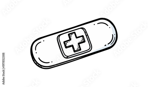 Medical adhesive bandage illustration on black background
