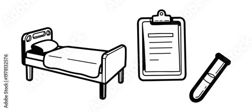 Medical icons healthcare symbols and equipment set black and white