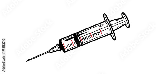 Medical syringe illustration on black background