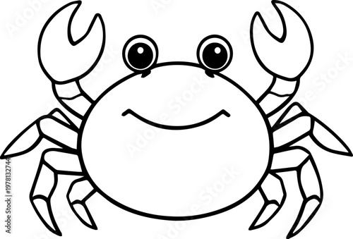 cute crab outline character sea life