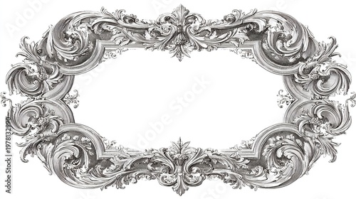 Elegant baroque floral frame with arabesque design for weddings