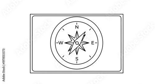 Compass Rose Illustration with Cardinal Directions - Navigation and Direction Concept