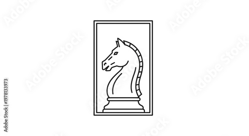 Black and White Chess Knight Icon Vector Illustration
