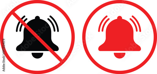 Silent mode icons no bell ringing symbols sound off and mute notifications