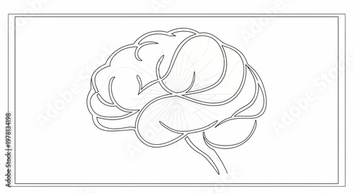 Abstract continuous line drawing of a human brain, symbolizing thought, ideas, and intelligence.