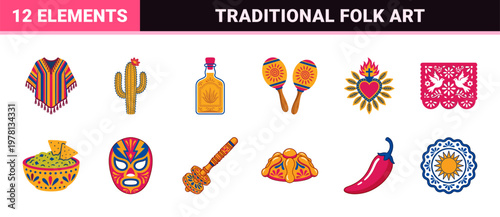 Mexican Holiday Folk Art Graphic Set