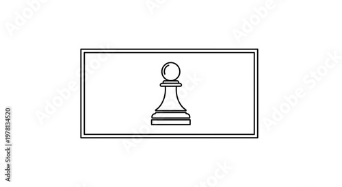 Black and White Chess Pawn Icon on Rectangular Background