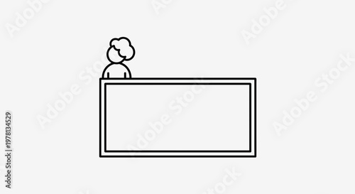 Chef standing behind a counter with a blank sign