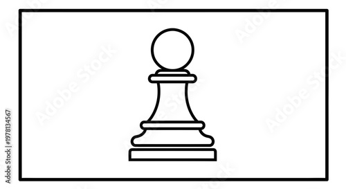 Black and White Chess Pawn Icon on White Background