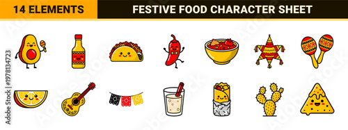 Cinco de Mayo Kawaii Fiesta Elements