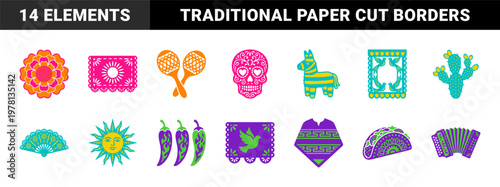 Cinco de Mayo Folk Art Paper Cut Frames