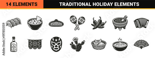 Mexican Fiesta Festive Element Asset Sheet