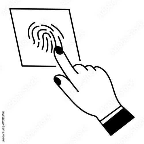 A linear style icon depicting fingerprint verification 


