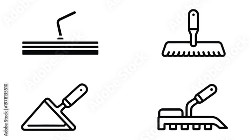 Construction Tools in Abstract: An abstract collection of essential construction tools, meticulously outlined to represent the fundamental equipment used in construction.