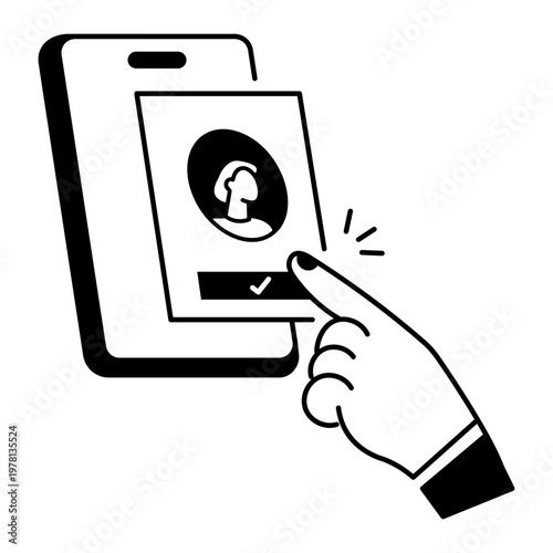 A linear style icon depicting fingerprint verification 



