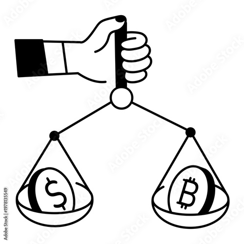 An outline style icon showing financial comparison 


