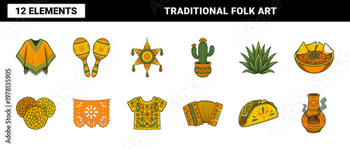 Cinco de Mayo Folk Art Decorative Assets