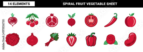 Red Organic Produce Graphic Element Sheet