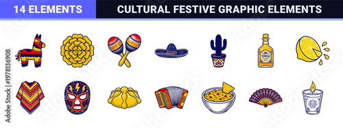 Mexican Holiday Celebration Graphic Assets