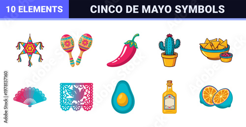 Mexican Fiesta Celebration Folk Art Elements