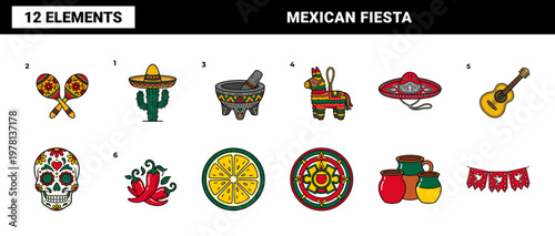 Mexican Heritage and Fiesta Graphic Set