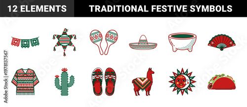 Mexican Holiday Celebration Graphic Asset Grid