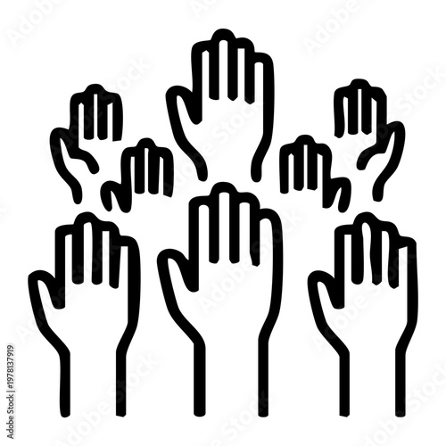 Group of Raised Hands Icon Representing Participation or Voting