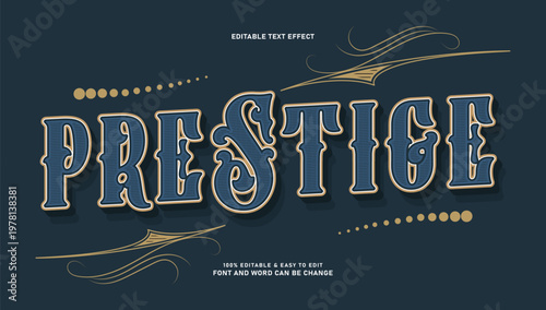 Tableau sur toile Vintage Prestige Editable Text Effect with Classic Retro Victorian Style and Orn