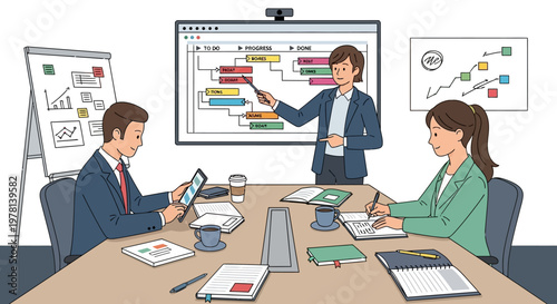 Business people in a meeting discussion.