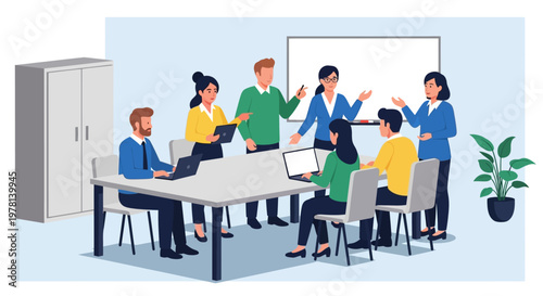 Business people in a meeting room.