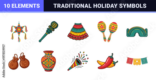 Traditional Mexican Fiesta Celebration Elements