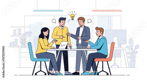 Business people sitting at meeting table.