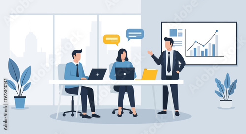 Business people in office meeting.