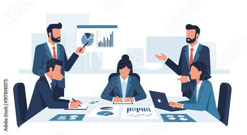 Businessmen in Meeting Discussion.