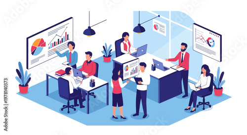 Business people working in office space.